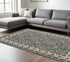 5' X 8' Blue And Gray Oriental Area Rug With Fringe